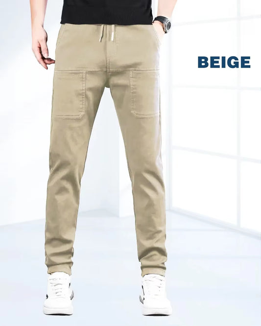 Multipants High Stretch Multi-Pocket Durable Cargo Pants Ice Silk Solid Color Waterproof High Elastic Men'S Casual Daily Wear