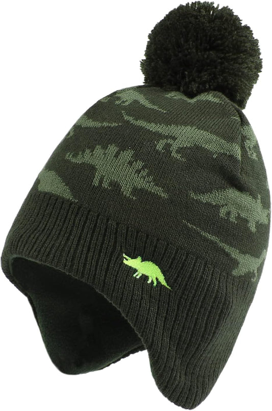 Knitted Baby Hat Scarf Set Winter Warm Boys Girls Beanie Fleece Lining Toddler Kids Hats with Pompom